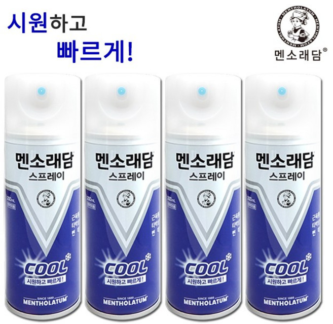 [Honest Goods] 멘소래담 쿨 에스 스프레이 파스 200, 4개, 1개입