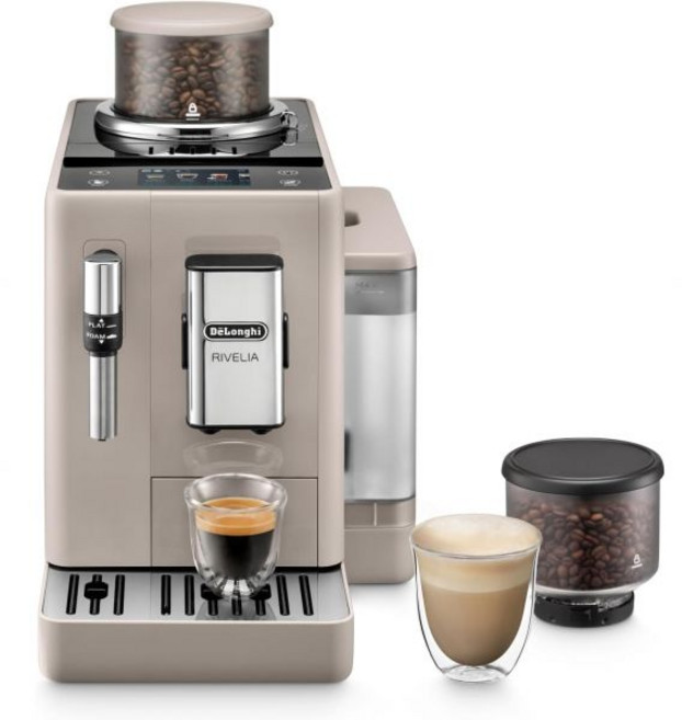 De'Longhi 드롱기 리벨리아 EXAM440.55.G 전자동 커피머신 라떼크레마 우유 시스템 교체 가능한 원두통 16가지 커피/우유 음료 추가 샷 기능 3.5인치, Manual milk froth, Beige