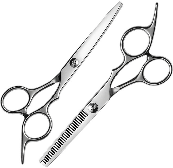 픽커리 헤어 미용 커트 컷트 틴닝 가위 세트, 1개, 실버