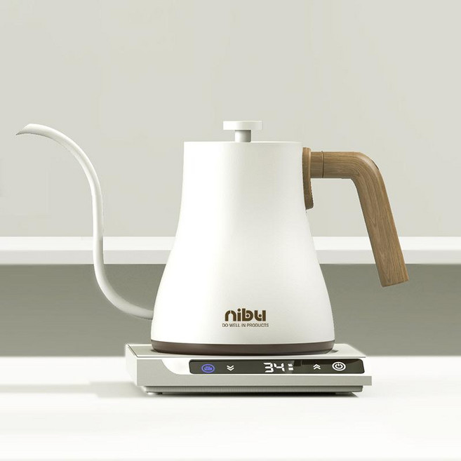 스마트 온도조절 전기커피포트 티포트 티메이커, 1개, 1L, 베이지화이트