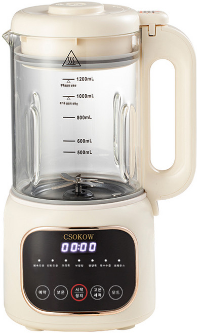 CSOKOW가열 기능 대용량 두유 제조기 착즙기 이유식 제조기 1.2리터, 흰색