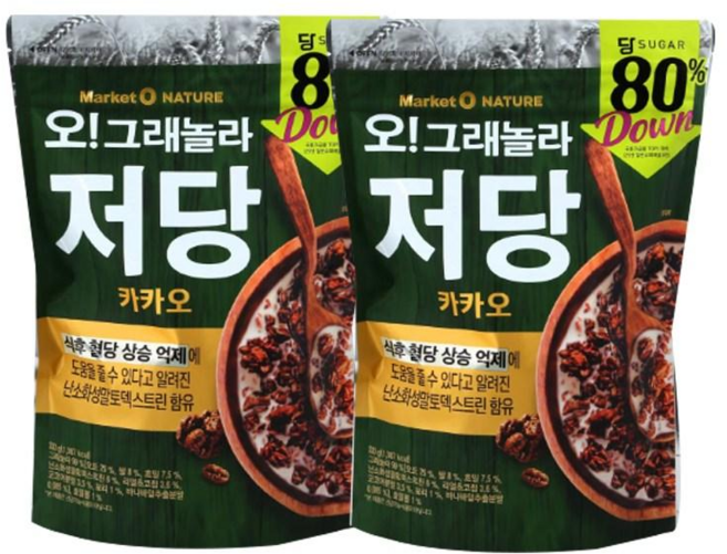 오리온 오!그래놀라 저당 카카오 혈당밸런스 통곡물, 330g, 2개