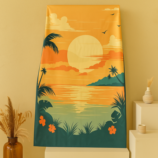 마린웨이브 극세사 슬림 트로피칼 비치 타올 타월 수영 수건, 1개, 인디고선셋