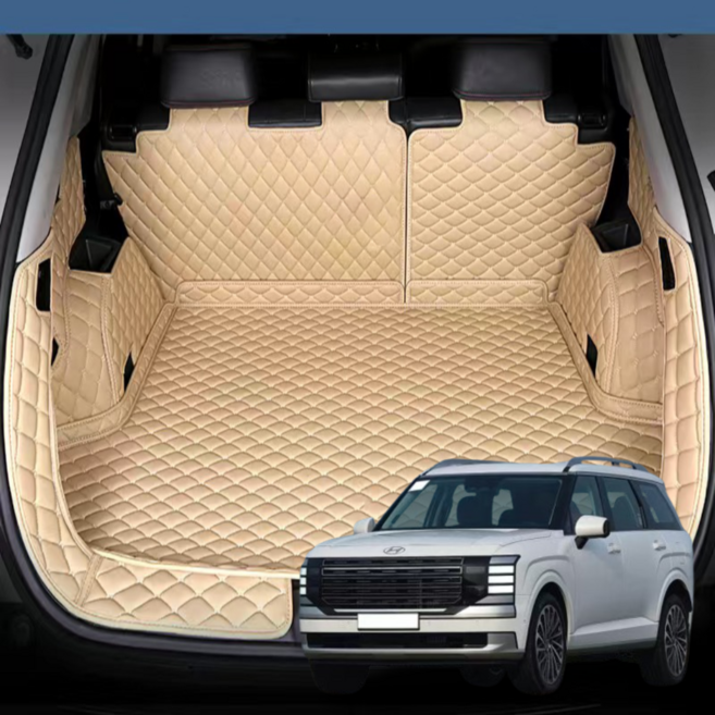 럭키카 디올 뉴 팰리세이드 LX3 트렁크매트 차박매트 카매트 방수 풀커버, 아이보리, 9인승3열수동