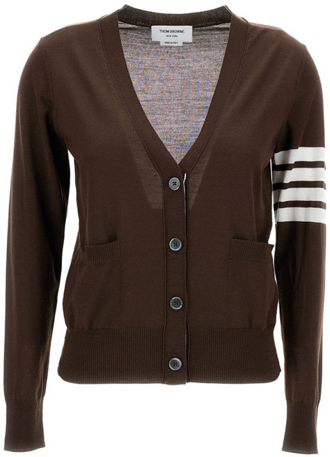 톰 브라운 V넥 스트라이프 디테일 가디건