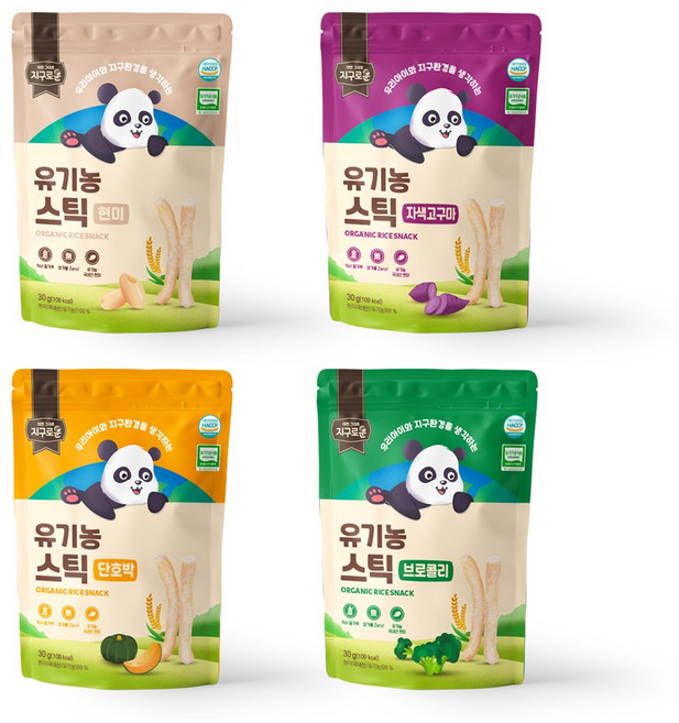 지구로운 유기농아기과자 스틱 4종세트, 지구로운 유기농 스틱 4종 세트, 120g, 1세트