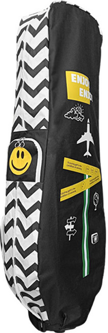 [아이언티샷] 스마일 항공커버 10초 골프 기능성 항공백 일체형 바퀴형 호환 파우치, 블랙