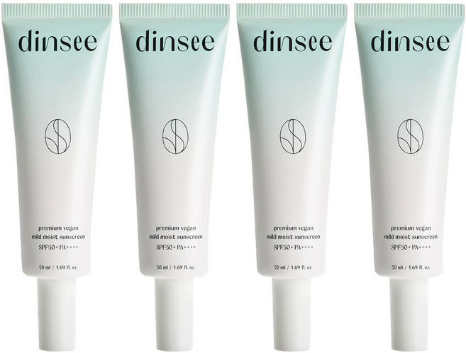 [딘시] 프리미엄 비건 마일드 선크림 (SPF50+PA++++), 50ml, 4개