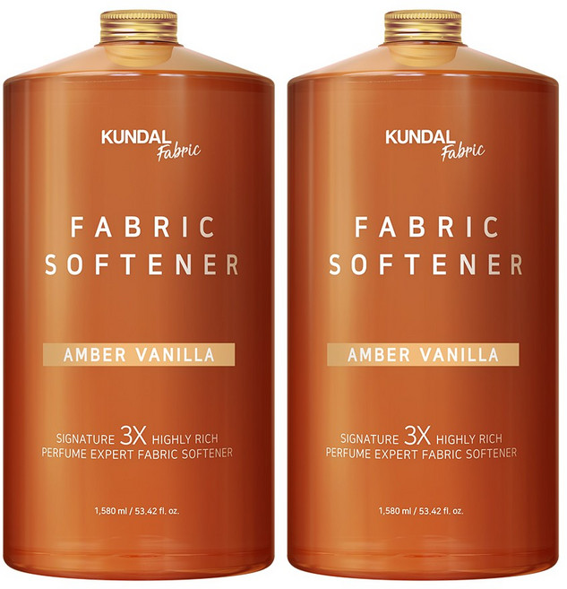 쿤달 시그니처 3배 초고농축 리치 퍼퓸 엑스퍼트 섬유유연제 엠버바닐라 본품 2개, 1.58L