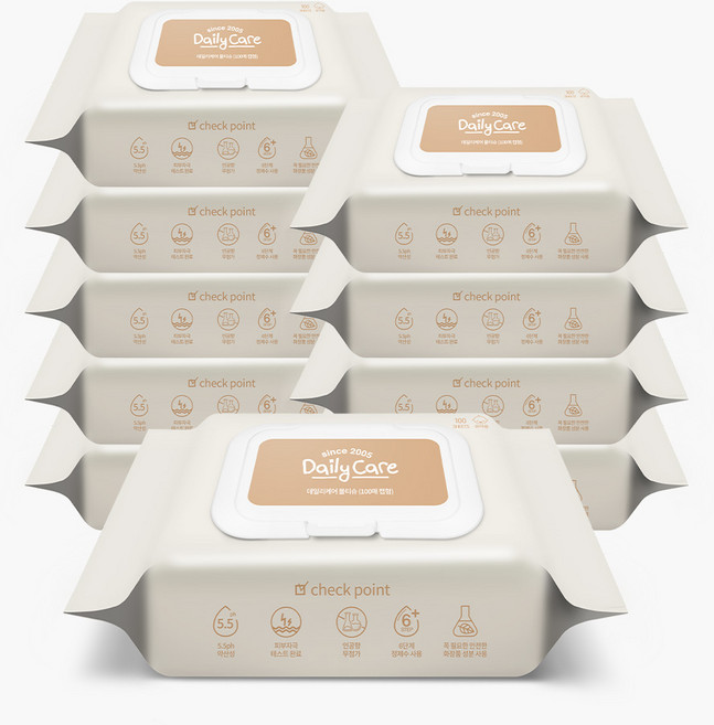 데일리케어 아기 물티슈 캡형, 35g, 100개입, 10개