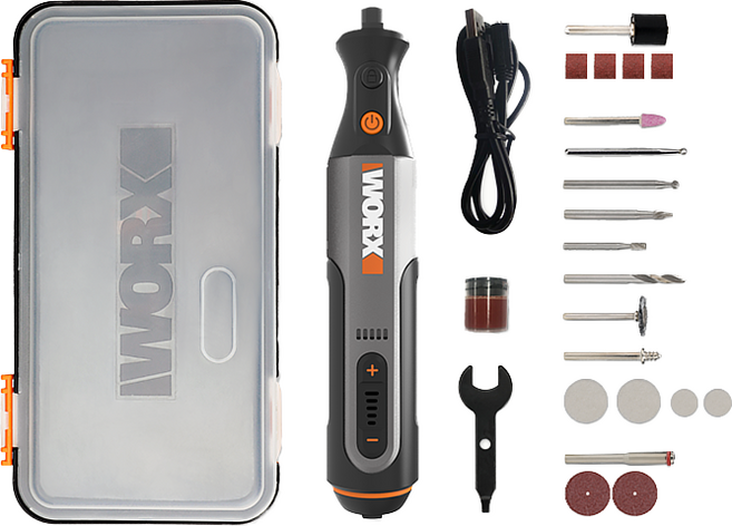WORX 威克士 8V迷你電磨/刻磨機 WX106 64W大功率 28000rpm 5檔轉速調節, 1個