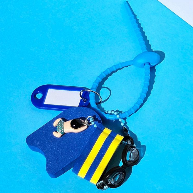 올데이오브제 수영키링 킥판 풀부이 수영가방키링 풀세트, 1개, A Type: 도트보이
