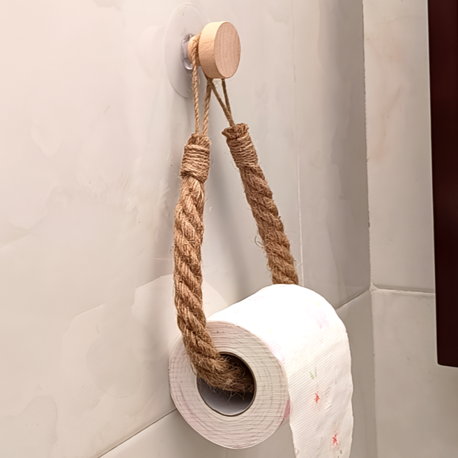 민클린 욕실 주방 로프 밧줄 이색 휴지걸이, 베이지, 1개
