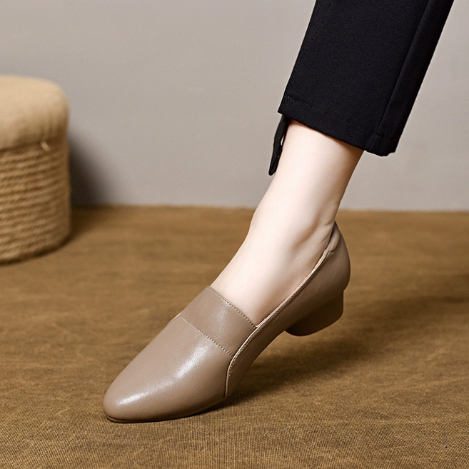 여성 구두 소가죽 구두 봄 가을 굽 낮은 구두 통근 구두