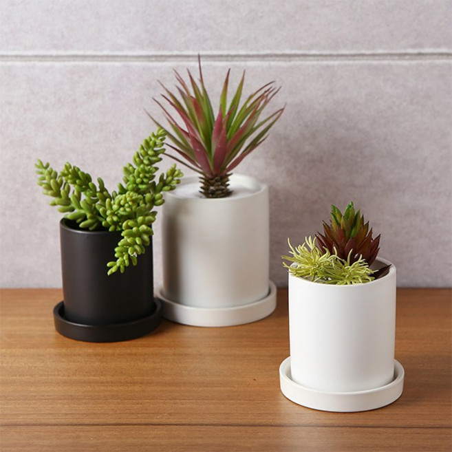 삼호유리 모노톤 모던 무광 화분, 블랙, 1개