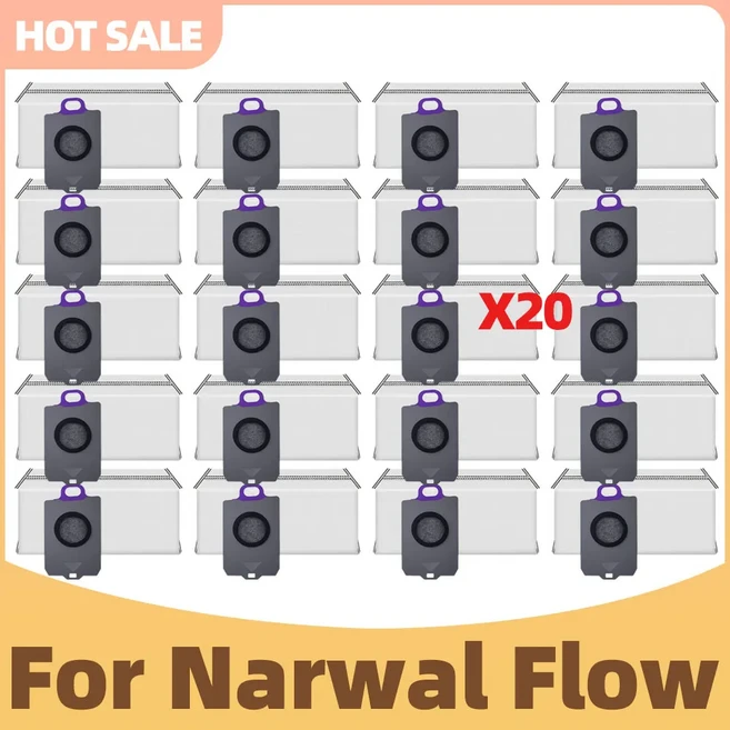 나르왈 플로우 진공청소기용 액세서리 교체용 부품 메인 사이드 브러시 HEPA 필터 천 먼지 봉투, 13 Set  N
