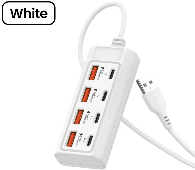 8in 1 허브 USB +4타입-C 연장 케이블 도킹 스테이션 데스크탑 컴퓨터 노트북 외부 인터페이스, 02 하얀색