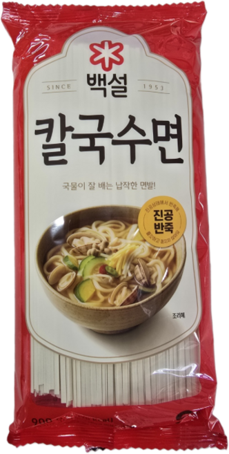 백설 국물이 잘 배는 납작한 면발 칼국수면, 6개, 900g