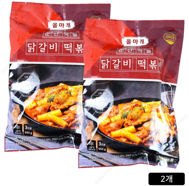 올마레 닭갈비와떡볶이의오묘한조화 춘천국물닭갈비떡볶이 1+1세트메뉴, 1세트, 1.9kg