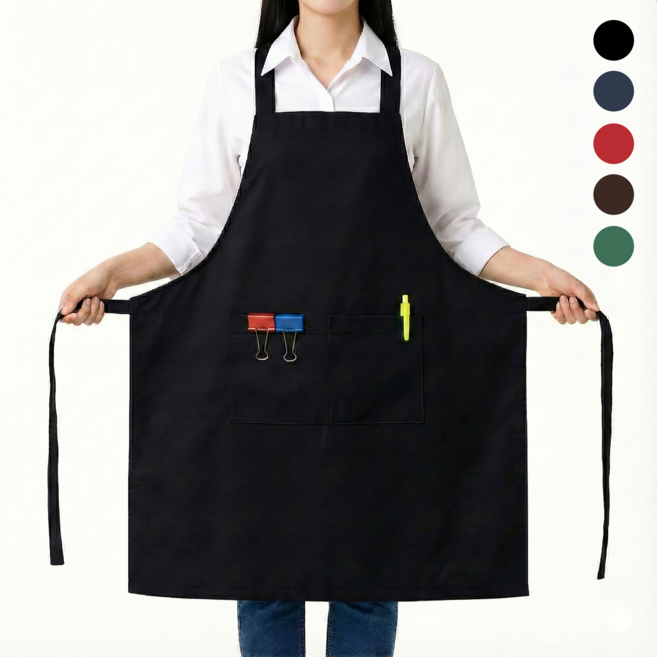 버니박스 폴리 베이직 H형 앞치마, 1개, 블랙