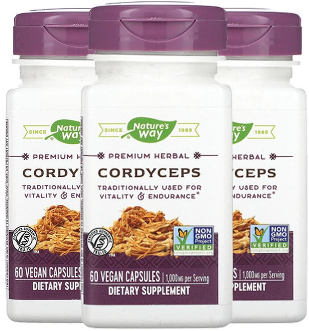 네쳐스웨이 동충하초 500 mg 베지 캡슐 60정, 3팩 - 쿠팡