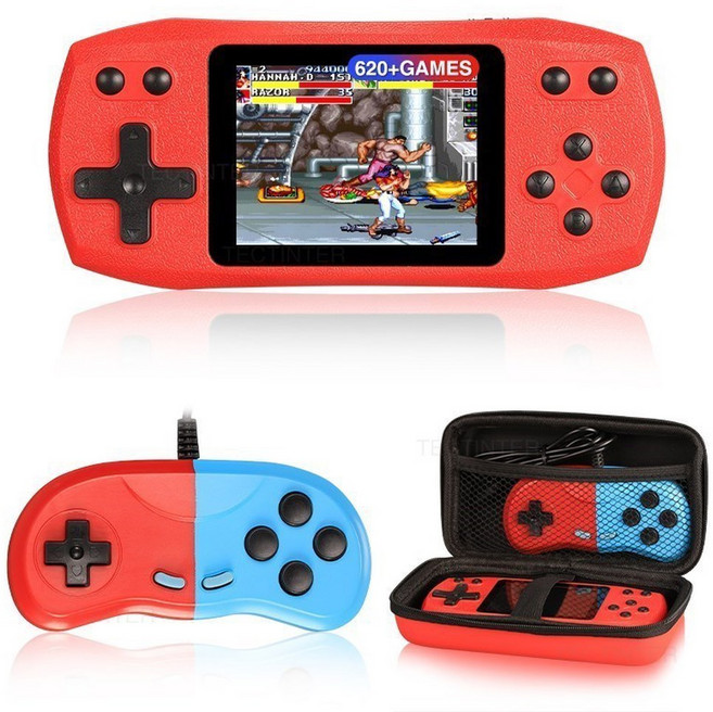 620가지 클래식 게임이 내장된 레트로 비디오 콘솔 2.4인치 휴대용 플레이어 충전식 AV 출력, [08] Red With Bag, 08 Red With Bag, 한개옵션1