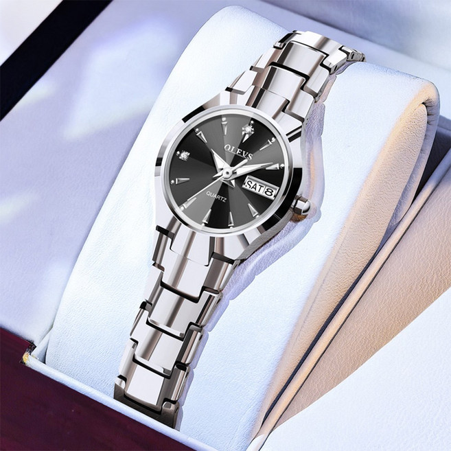 OLEVS 여성손목시계 정품쿼츠 럭셔리 명품 워터프루프 야광 일력 메탈시계