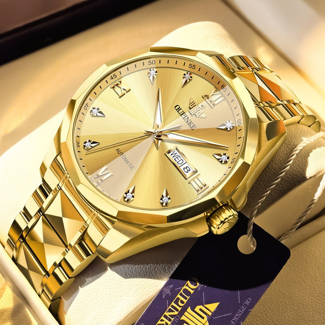 OUPINKE 남성 시계 명품 손목시계 럭셔리 오토매틱 기계식 비즈니스 캐주얼 큐빅 워터프루프 야광