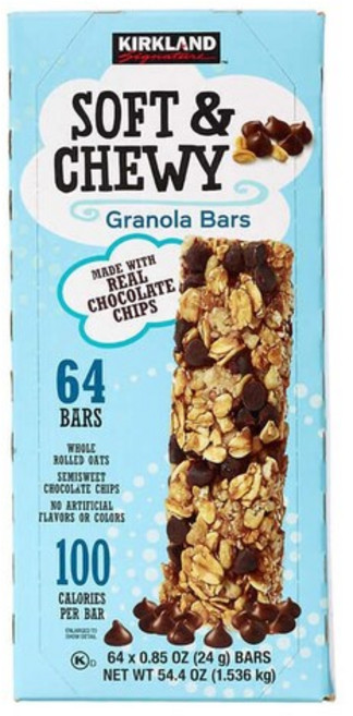 Kirkland Signature 커를랜드 시그니처 소프트 앤 츄이 그래놀라 바 초콜릿 칩 24g x 64바 Granola, 64팩