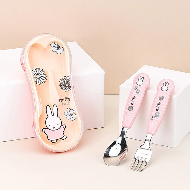 릴팡 유아용 미피 편한 스푼포크케이스 세트, 혼합색상, 스푼 + 포크 + 케이스, 1세트 - 쿠팡