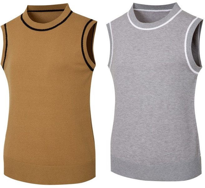 [골프공장] 여성골프티셔츠 투톤 니트 민소매 티셔츠 XL 포함 빅사이즈 니트 골프티