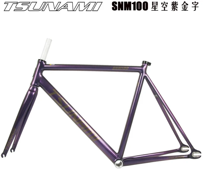 쓰나미 SNM100 자전거 프레임 고정 기어 캐리어 키트 49cm 52cm 55cm 58cm 알루미늄 경마장 프레임 멀티 컬, 19 Dark purple_01 58CM, 01 58CM