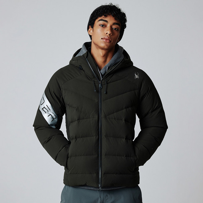 [스파이더 본사 직영] 공용 슬리브 로고 스포티 다운 후드 자켓 SPIWCNDJ212UDKH