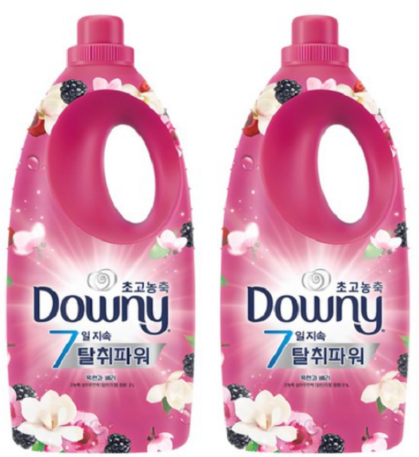 다우니 초고농축 7일지속 탈취파워 섬유유연제 목련과 베리 본품, 2L, 2개