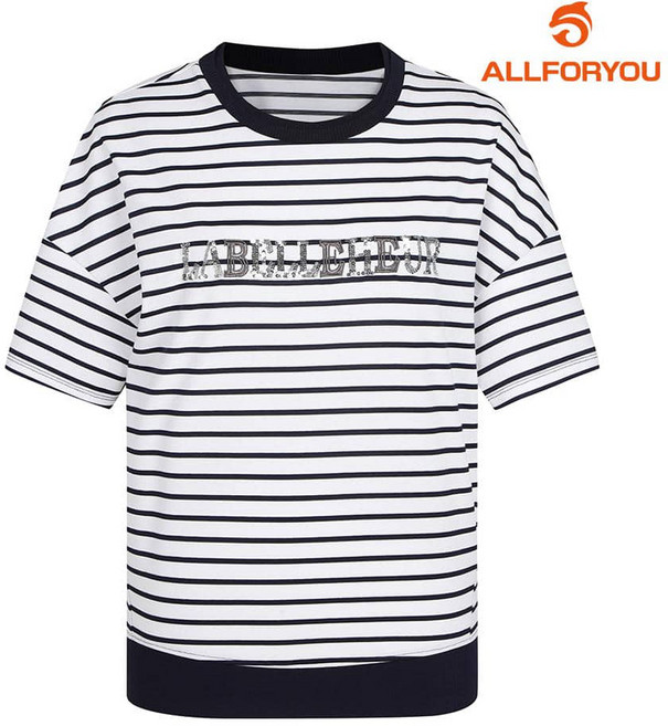 [올포유] 여성 스트라이프 원포인트 반팔 티셔츠 ALTRM4321-100