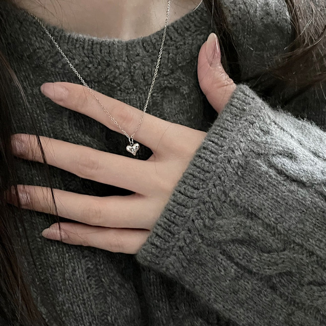 써지컬스틸 미니 큐빅 하트 목걸이