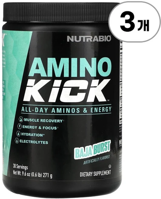 뉴트라바이오 아미노 킥 바하 버스트 NutraBio Amino Kick Baja Burst 271g, 3개 - 쿠팡