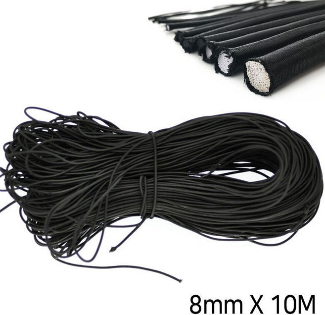 면고무줄 8mm X 10M 검정 화물고정 자전거 오토바이 구르마 운동, 단일수량