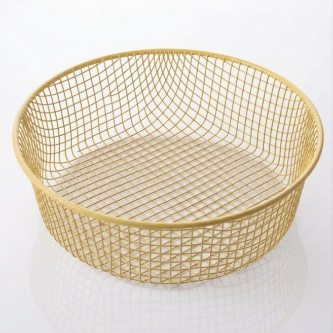 긍정바이브 다용도 철제 바스켓 바구니 트레이 사탕바구니 간식바구니, 1개, 옐로우