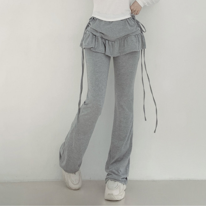 제이앤썸 셔링 스커트 레이어드 부츠컷 레깅스 팬츠 슬림핏 간절기 랩팬츠 트레이닝 사계절 바지