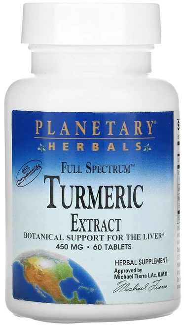 플래니터리 허벌 풀 스펙트럼 터메릭 추출물 450mg 60 태블릿 강황 커큐민 해외 미국, One Color, 60정, 1개 - 쿠팡