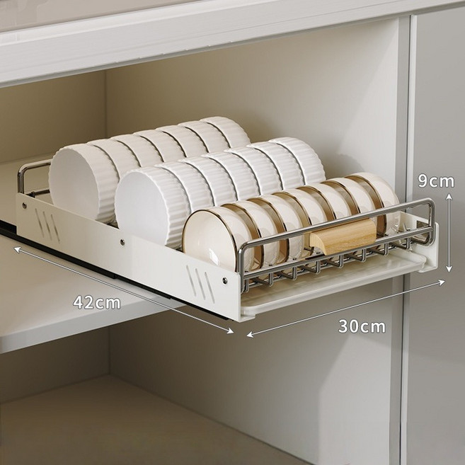 Arsjuo 주방 슬라이딩 선반 그릇 접시 정리대 물빠짐 식기 건조대, 그릇정리대, 1개