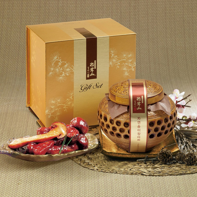 참자연 자연송이 짱아치 도자기 550g(보자기 쇼핑백 포함 / 양양 송이버섯), 1개, 550g