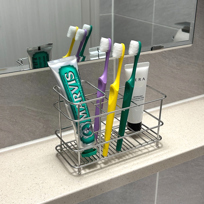 욕실 물빠짐 스테인리스 칫솔꽂이 6구, 실버, 1개