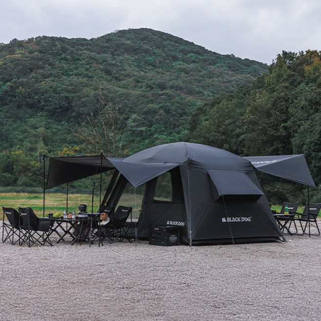 BLACKDOG 마운틴 로지 퀵 오픈 텐트 6.8m CBD2450WS050, 나이트 블랙, 4-6인용