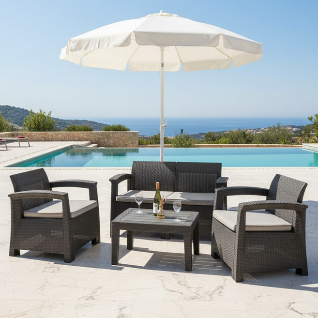 체어센스 블루밍 4인 세트 야외 테이블 소파 의자, 블루밍 4인세트