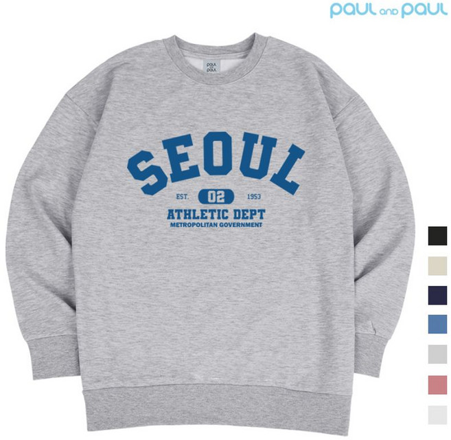 폴앤폴 서울 레터링 스탠다드 맨투맨 남여공용