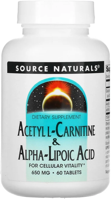Source Naturals 아세틸-L-카르니틴 & 알파리포산 650mg 60정, SourceNaturals아세틸L카르니틴알파리포산650, 1개 - 쿠팡