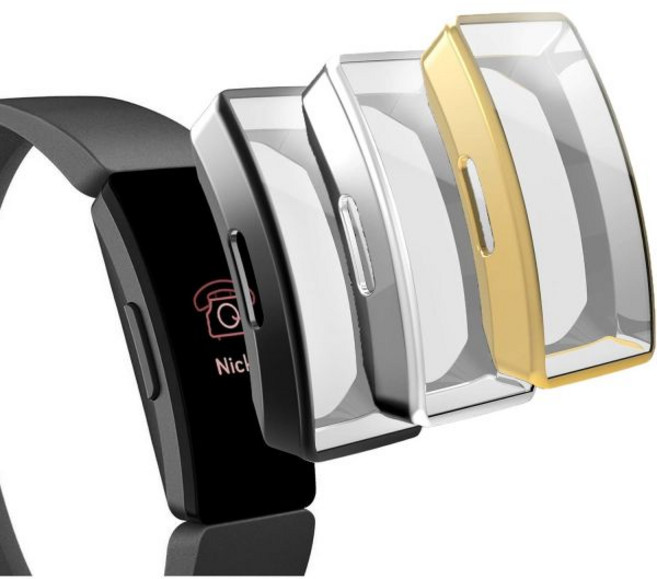 Fitbit Inspire 2 및 3 InspireInspire HR 항저항 만능 보호 케이스블랙실버골드용 TPU 스크린 프로텍터 교체용 호환 초박형 케이스 커버, Black+Silver+Gold