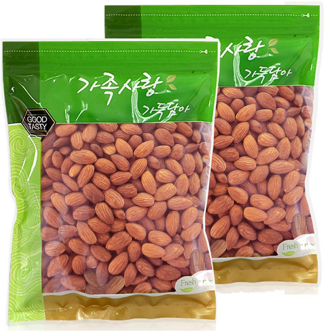 [가온애] 가족사랑 무염 볶은 아몬드, 1kg, 2개